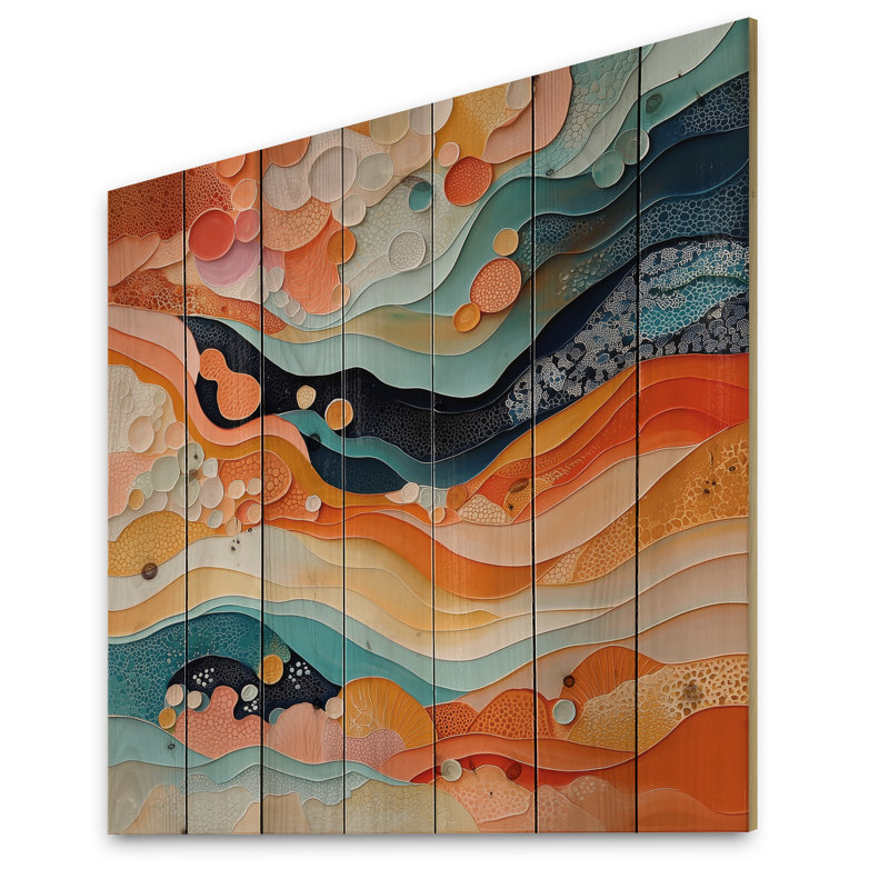 Abstrait corail vagues océaniques de l'éternité III - art mural bois de corail - sur bois de pin naturel, H 15 po x l 15 po