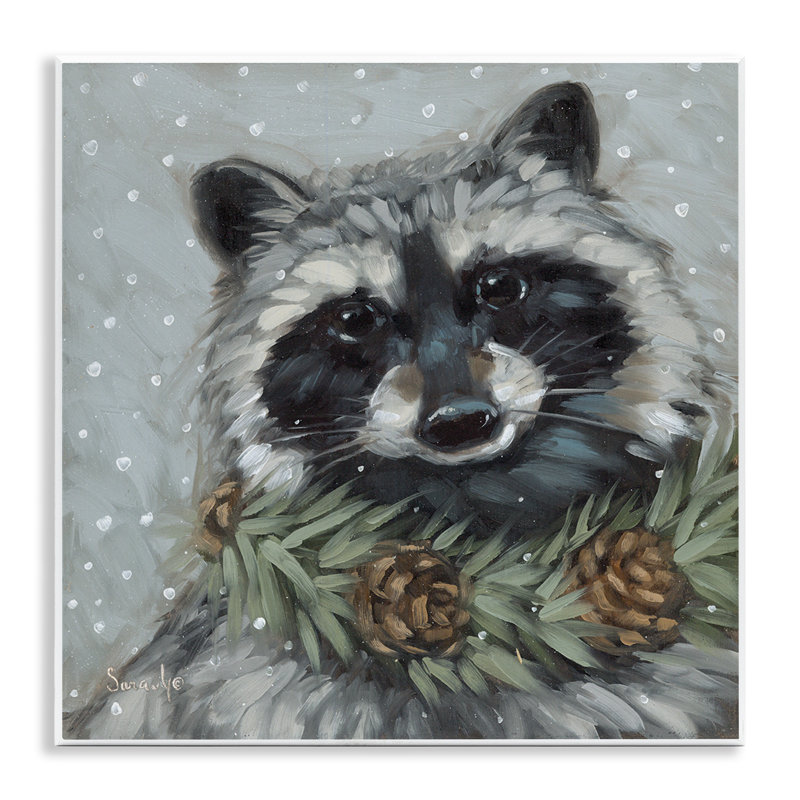 «Raccoon with Pinecones», art mural sur toile par Sara G. Designs