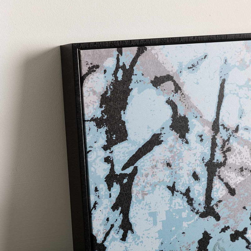 Blue & Black Abstract Wall Art for Bedroom & Living Room, Splash Canvas Painting