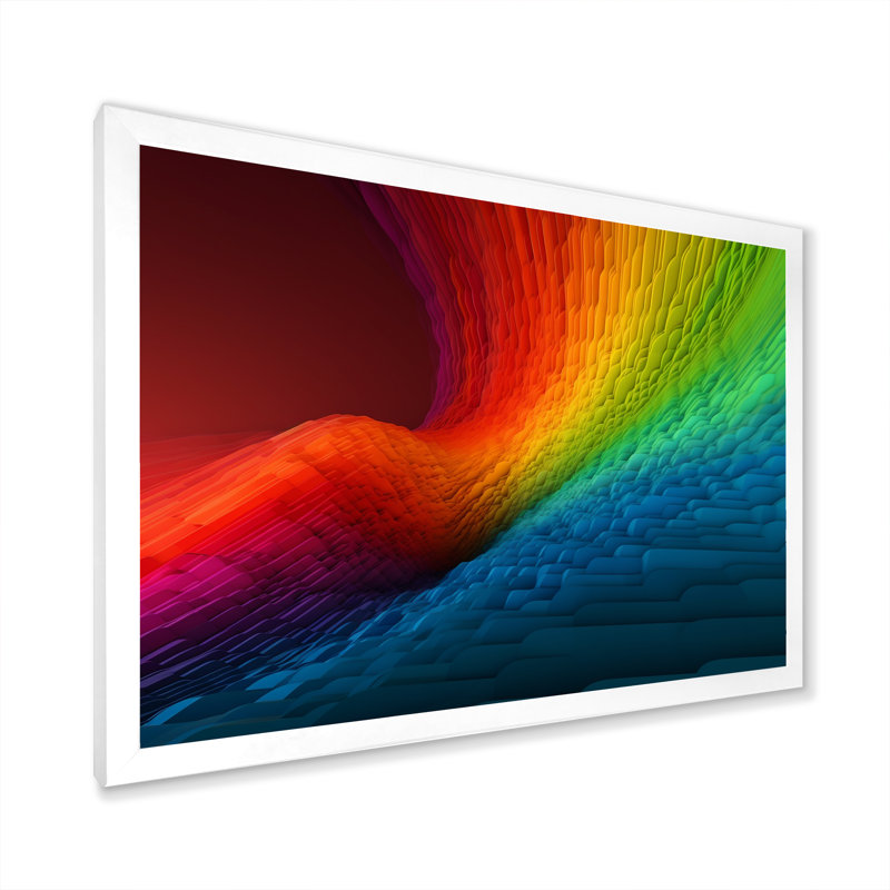 Waveforms Depicting Rainbow I - Print, 12" H x 20" W x 1" D, White Single Picture Framed