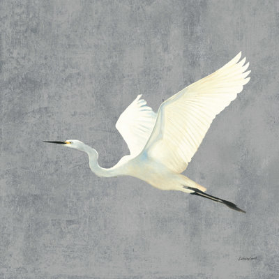 Mizelle " Egret Alighting II Flipped Gray No Grass " by Kathrine Lovell