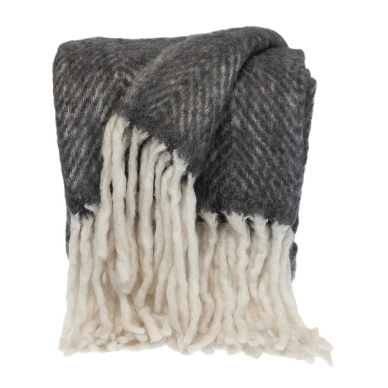 Jeté en mohair Ixia, Noir / blanc
