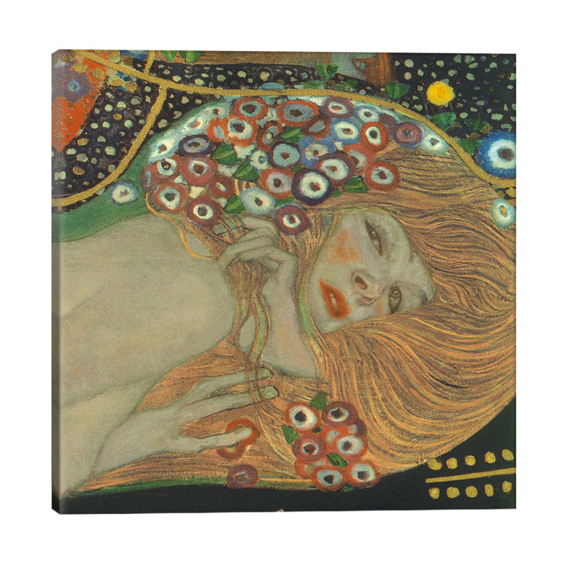 « sea serpents, square details i » par gustav klimt,, impression sur toile tendue, H 12 po x l 12 po x P 0,75 po