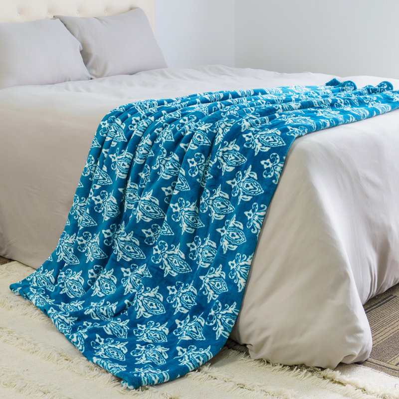 Ocean Depths Blue Green Teal Flannel Velvet Throw Blanket