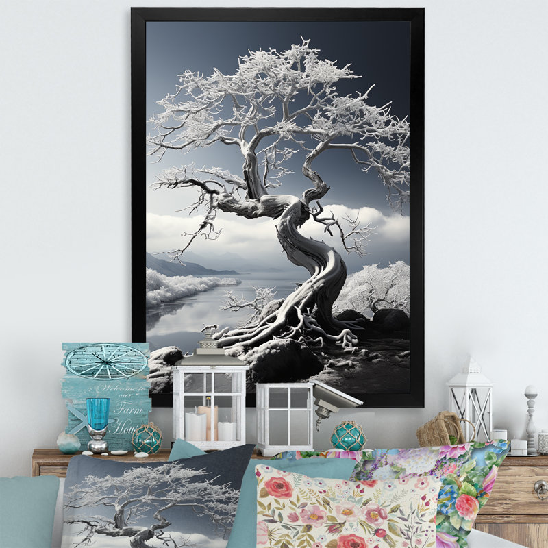 «Dreams» sur toile, noir et blanc, H 44 po x l 34 po x P 1,5 po, Cadre simple noir