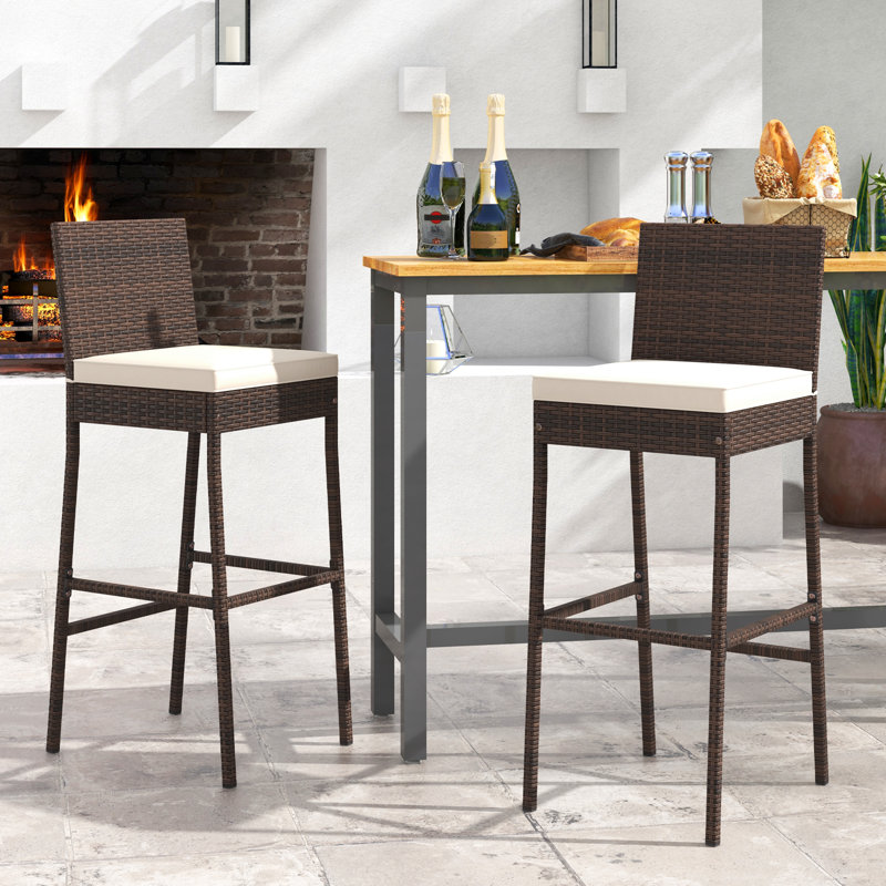 Bocephus Outdoor 30'' Bar Stool with Cushion