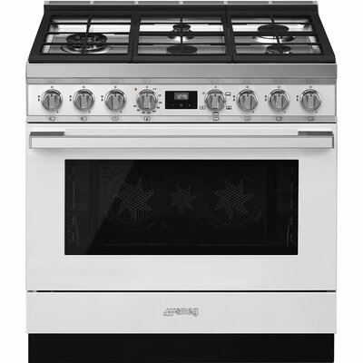 Portofino 36"" 4.5 cu ft. Freestanding Gas Range -  SMEG, CPF36UGGWH