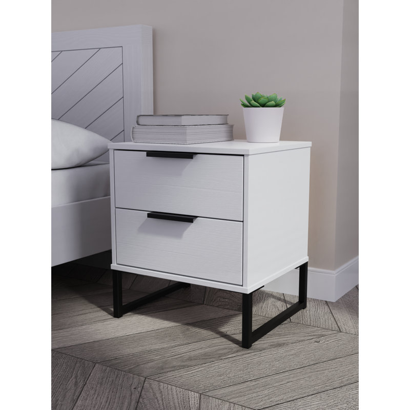 Turah 2 Drawer Bedside Cabinet (Ready Assembled), Grey Ash