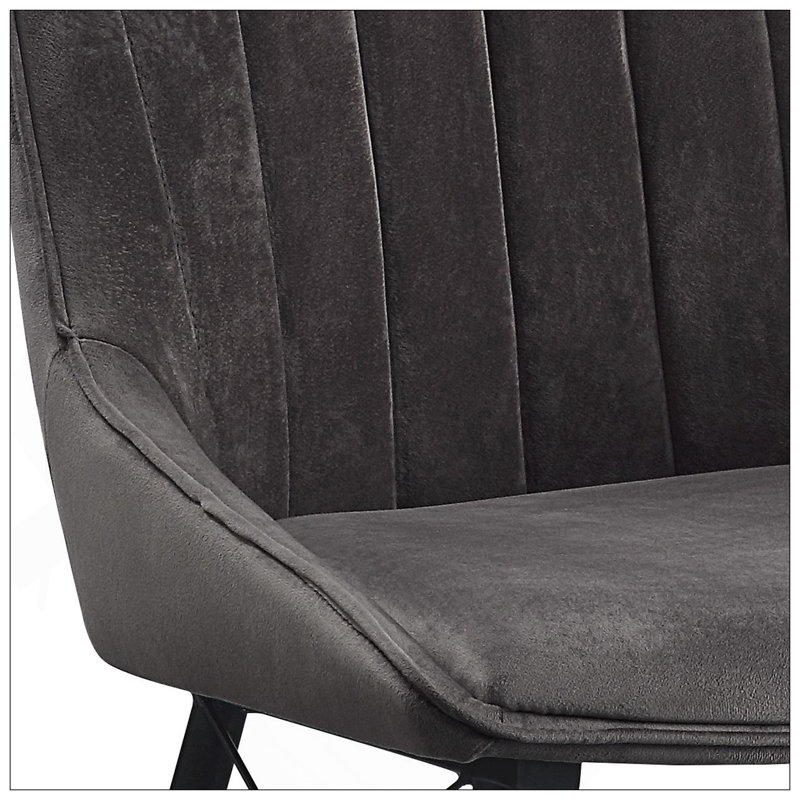 Ensemble de 2 chaises d'appoint Abraham en tissu gris foncé et finition noire
