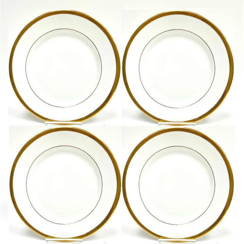 Ensemble de 4 assiettes décoratives avec bordure à motif doré 10,75 po Victoria Bella