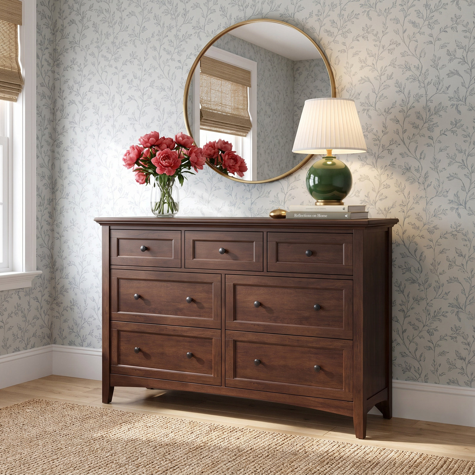 Melusina 6 - Drawer Dresser, Cherry Brown