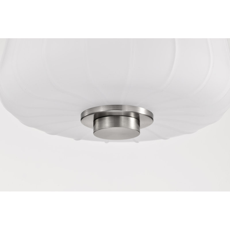 Lune - Mini luminaire suspendu - Verre gravé à l'eau-forte, Une lumière, Nickel brossé, H 12,75 po x l 8 po x P 8 po