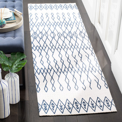 Tapis géométrique en coton tissé à la main Burrell Cedar Brook