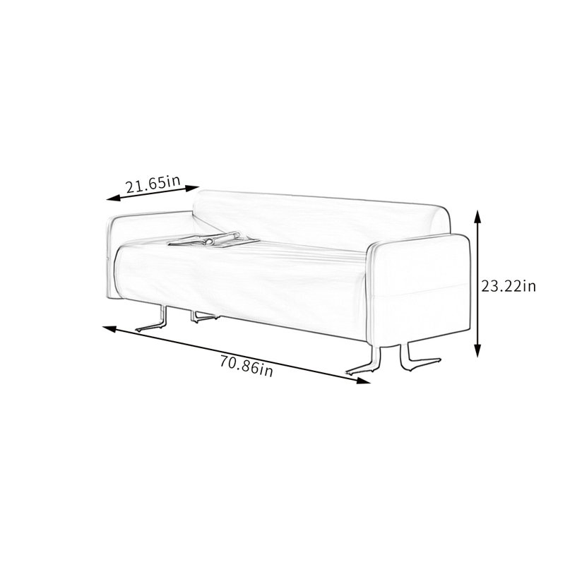 Banc de rangement en microfibre Chaynee, Gris, H 23,22 po x l 70,86 po x P 21,65 po