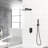 12 Inch Square Dual Shower Head Wall Mounted Matte Black System, - Scald Balanced, 360 Adjustable  Thin Rainfall Shower, Handheld For Personalized Use With Balanced Valve, Rotation, Easy To-125518240