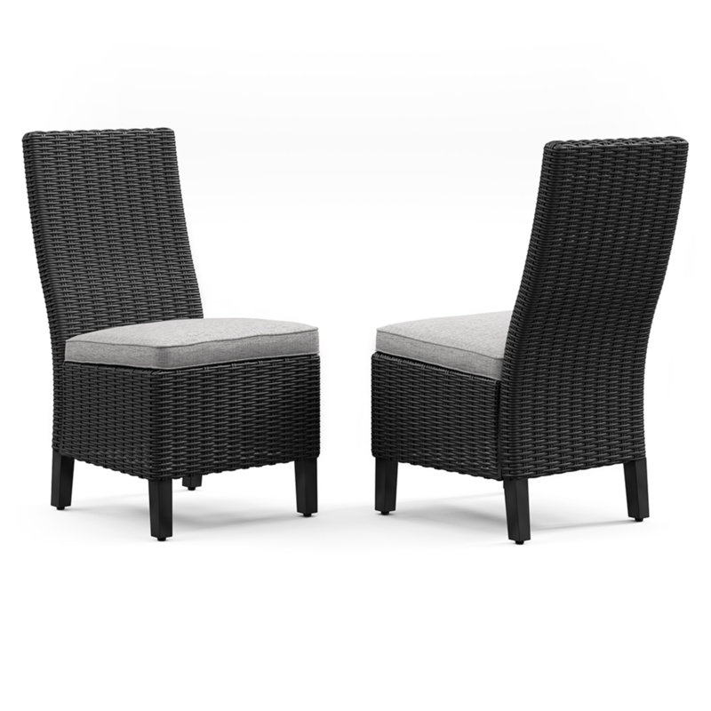 Chaise d'appoint d'extérieur avec coussin Friedsam, ensemble de 2