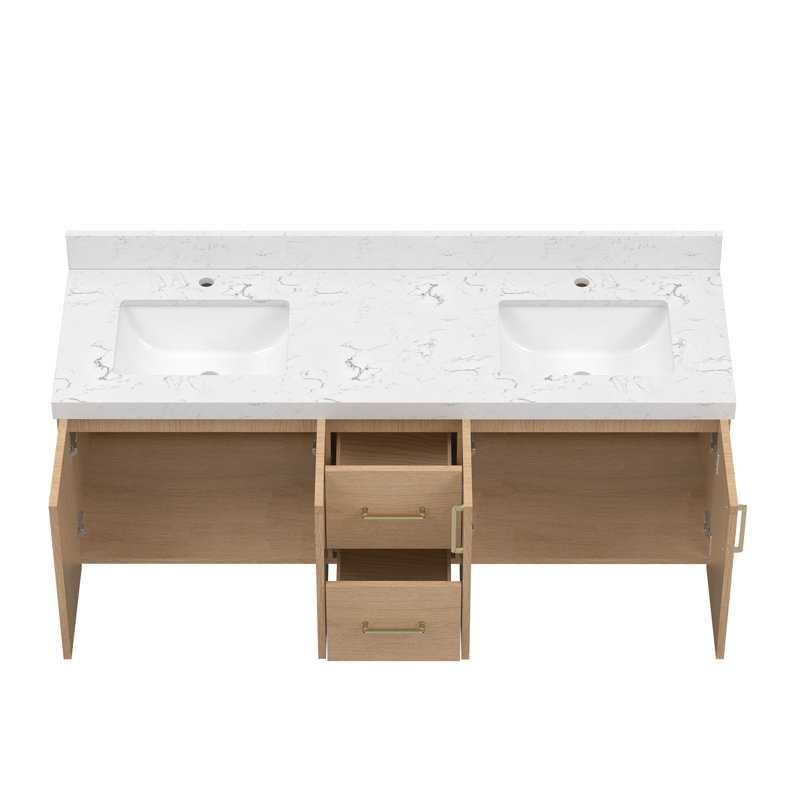 Ensemble de meuble-lavabo double 60 po avec dessus double lavabo Derrickson