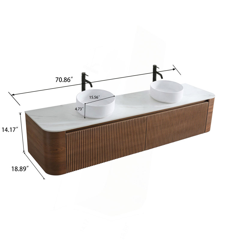 Meuble-lavabo Erba, Brown, 72"