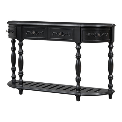 52" Modern And Contemporary Curved Console Table Sofa Table Entryway Table For Hallway Living Room With 4 Drawers And 1 Shelf