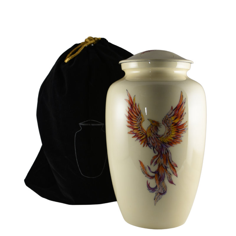 Phoenix - Immortal Bird White Urn for Ashes