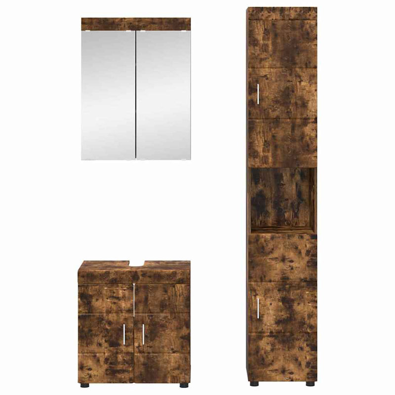 Vanity & Mirror Set, Dark Wood