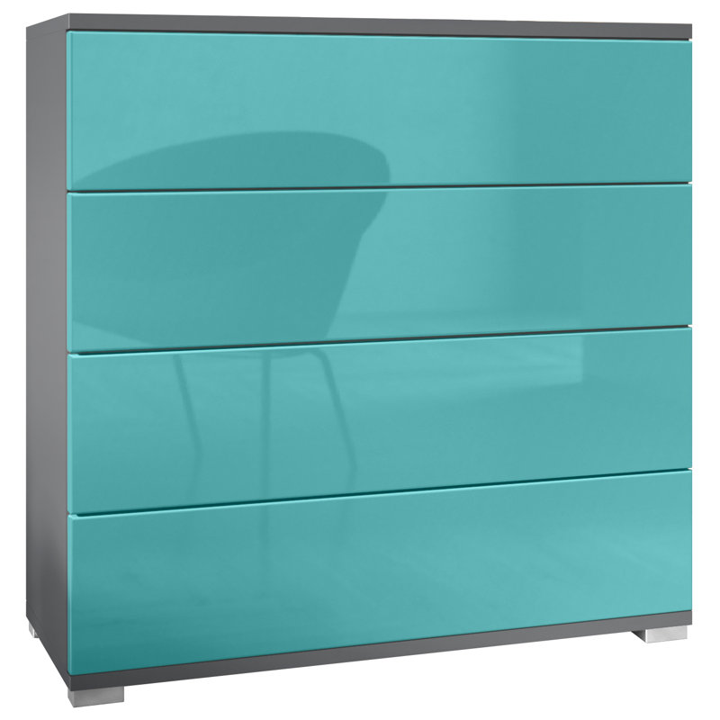 Ayomi Storage Unit Accent Chest, Anthracite/Petrol high gloss