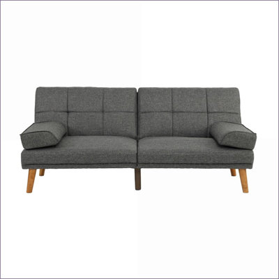 Sofas Couches, Contemporary Tufted Convertible Sofa Bed with Solid Wood Legs | Blue+Grey | Plywood