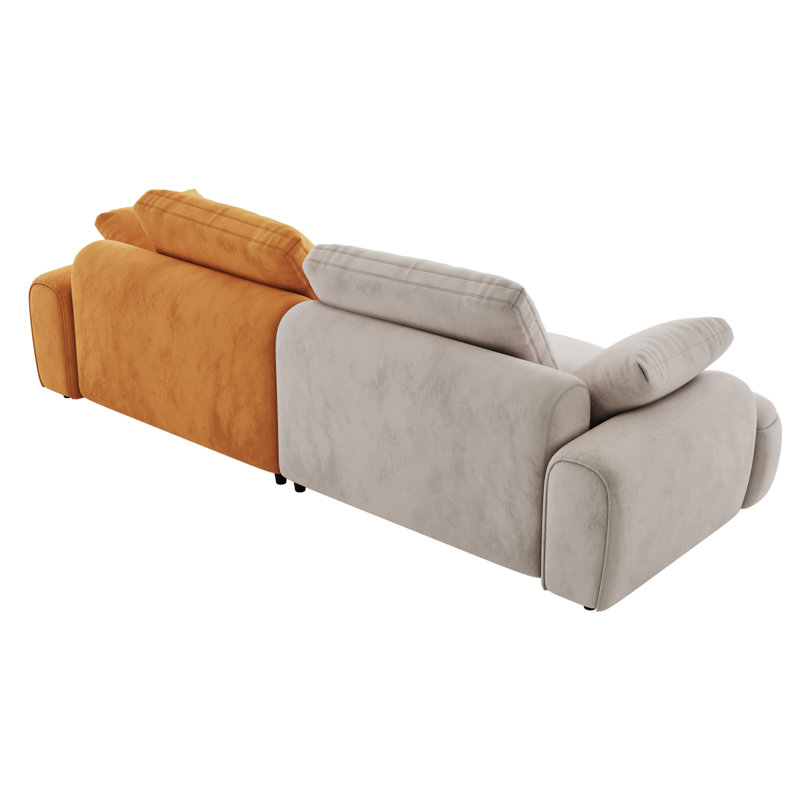 Modern Sofa 86.6″ Large  Two Seat Sofa, Upholstered, Paired With Suede Fabric Increase Sitting Height, Gray/Yellow