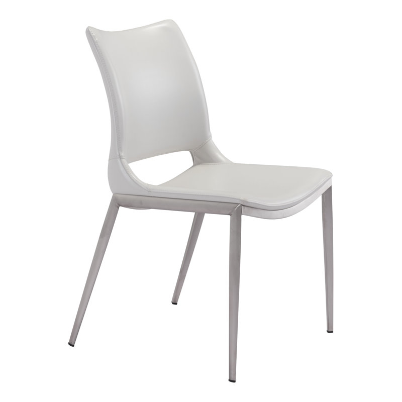 Ace 17.5'' H Upholstered Side Chair, White, Chrome