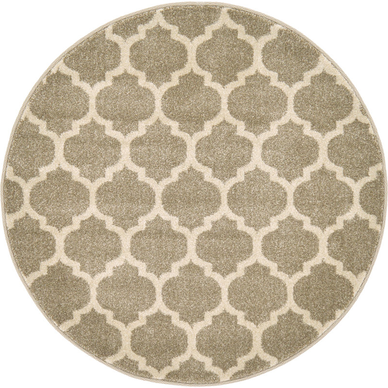 Molly Power Loom Light Brown/Beige Rug, Round 6'1"