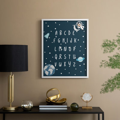 Space Cow Alphabet Framed Print - Solid Wood