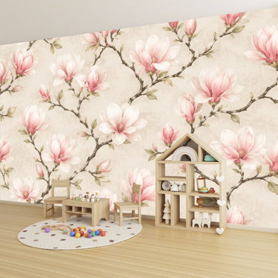 Papier peint adhésif auto-adhésif pour la chambre à coucher à motif floral L 69 po x l 96 po Peel and Stick