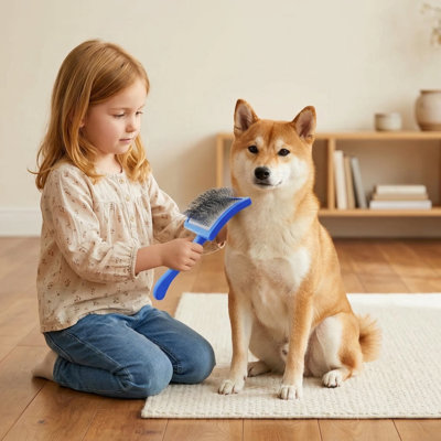 Professional Slicker Brush for Dogs, Long Pin Detangler for Dematting, Ideal for Goldendoodles, Labradoodles, Poodles, Large