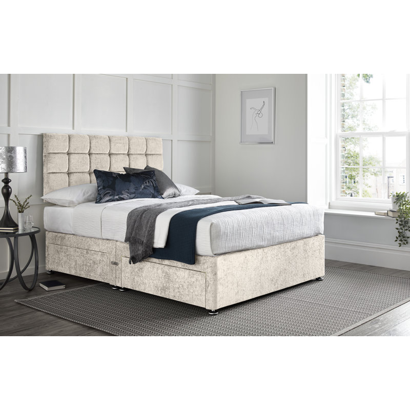 Wattenberg Divan Bed with 24" Headboard on Struts, Kingsize (5'), Cream, 4 Drawers
