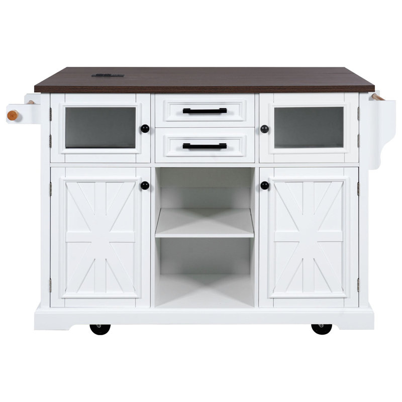 Chariot pour îlot de cuisine l 54,9 po Herriott, Blanc