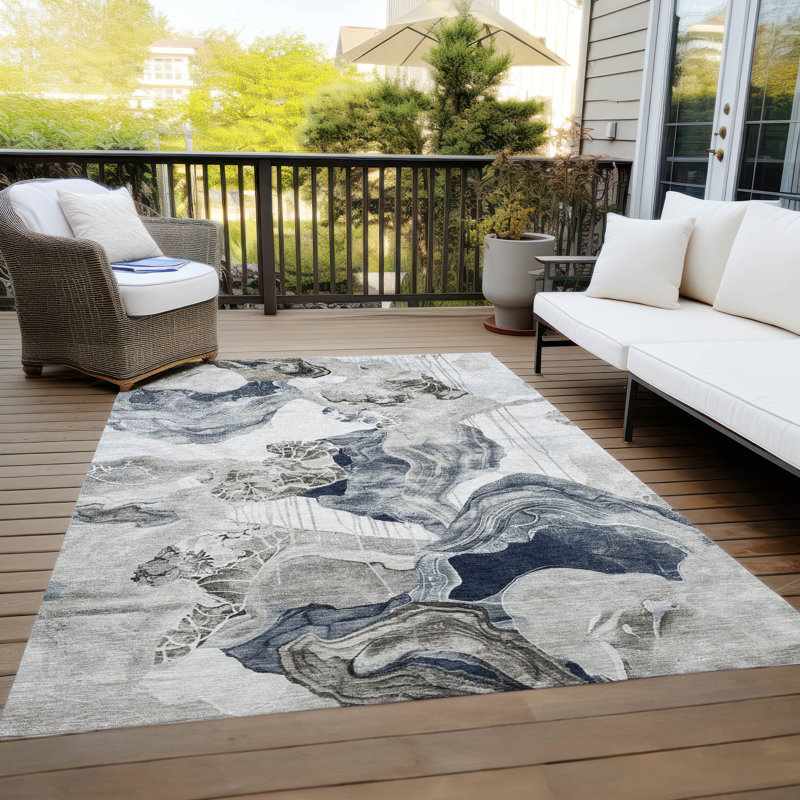 Red Abstract Synthetic Flat Woven Washable 5' x 7' Rug