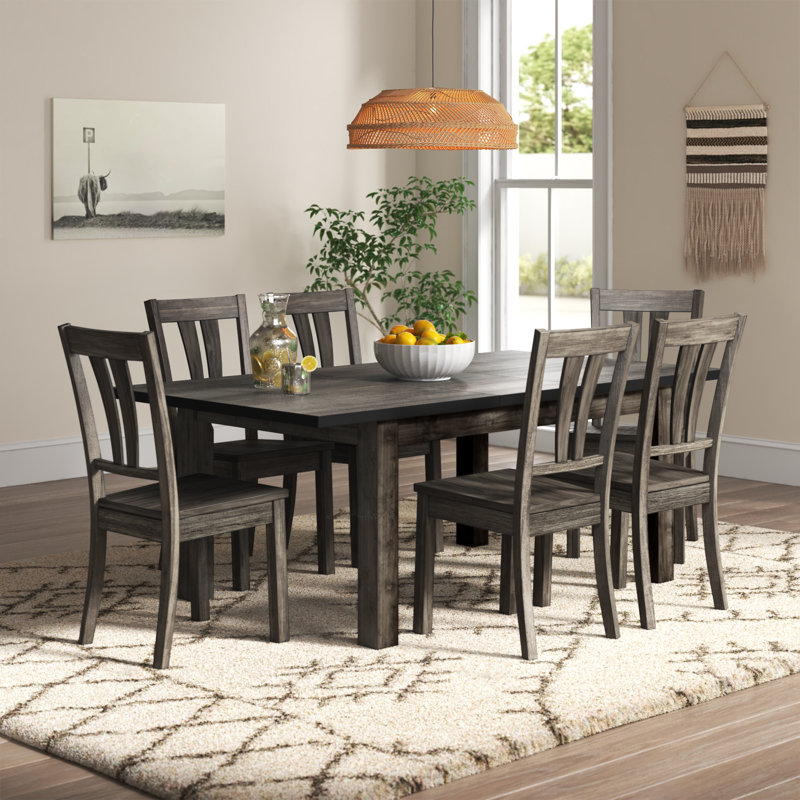 Ensemble de salle à manger extensible en bois d'hévéa Katarina