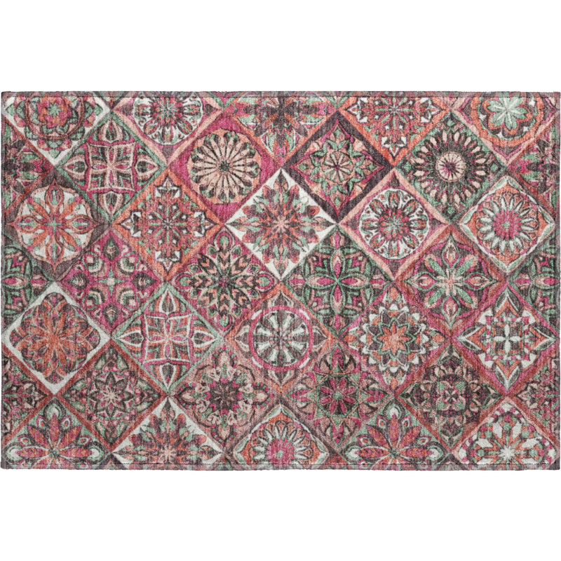 Premium Machine Washable Mayfield AMF2256 Panels Rug, Blush, 1'8" x 2'6"