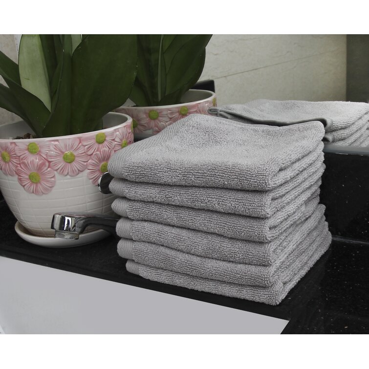 Everplush 4-Piece Charcoal Cotton Quick Dry Hand Towel (Flat Loop