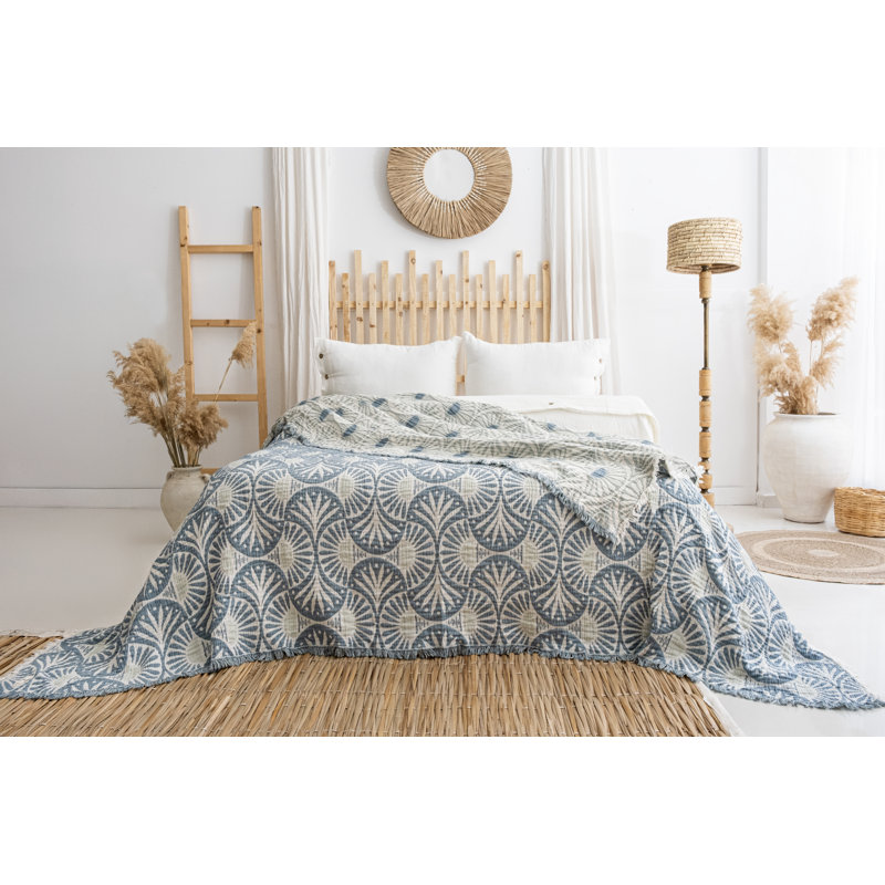 Couverture en mousseline Gingko, Sarcelle