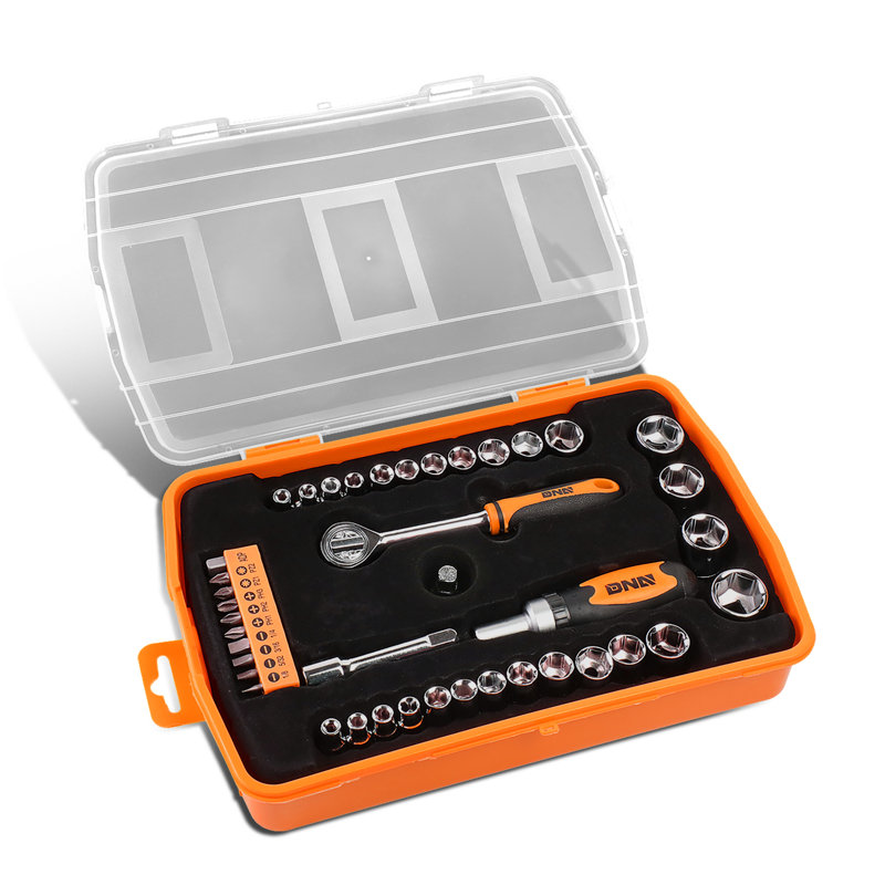 Boîte à outils 41 pièces pour outils ménagers portatifs (jaune), Orange