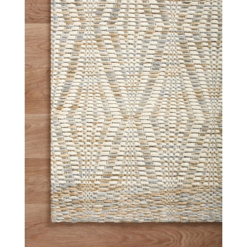 Tapis géométrique tissé à la main ivoire / sable Roseanna, Rectangle 7 pi 9 po x 9 pi 9 po