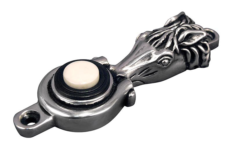 Equestre Push Button Doorbell with Compatibility, Antique Silver