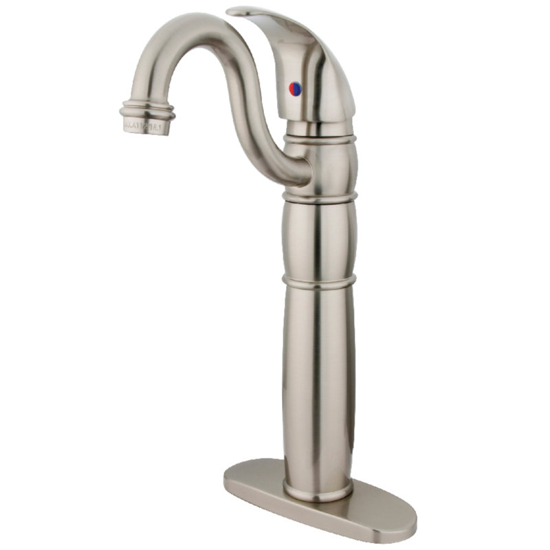 Kingston Brass Heritage Single-Handle 1-Hole Deck Mount Vessel Faucet, Satin Nickel 1