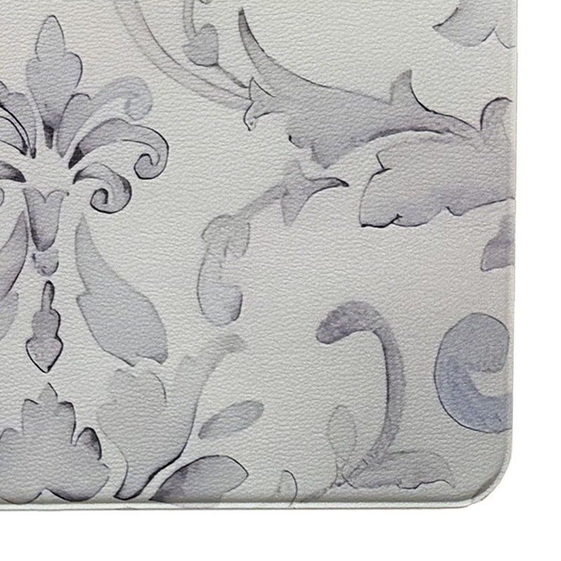 Tapis de cuisine anti-fatigue en PVC 18 po x 30 po avec envers antidérapant et imperméable - Austen Damask, Gris