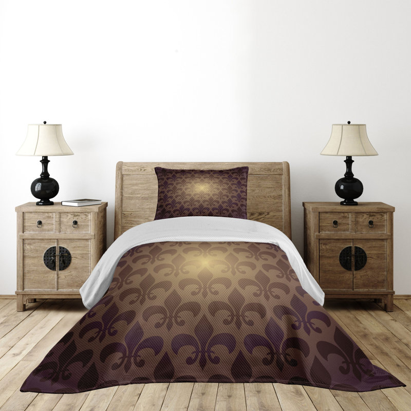 Twin Brown Quilted Polyester Bedspread Set