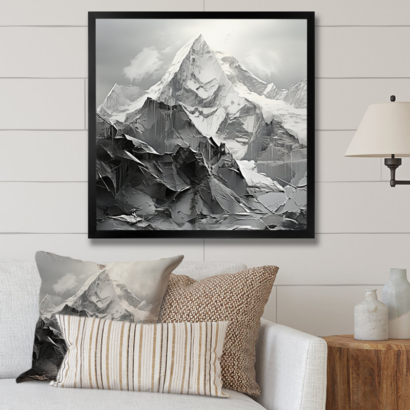 Snowy Mountain Peak I sur impression sur toile, Cadre simple noir, H 16 po x l 16 po x P 1 po