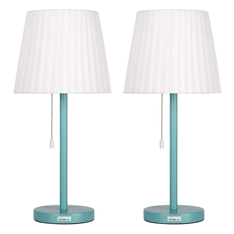 Metal Table Lamp, Blue, White