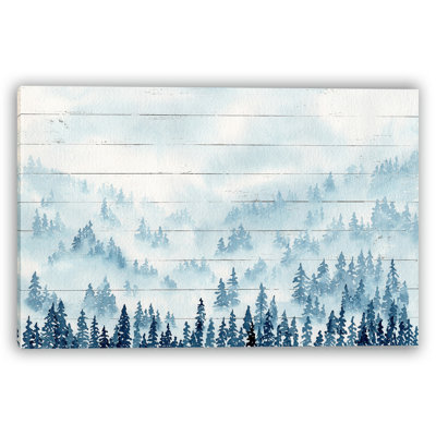 «Misty Pines - Tranquil Forest in Blue», reproduction sur toile tendue