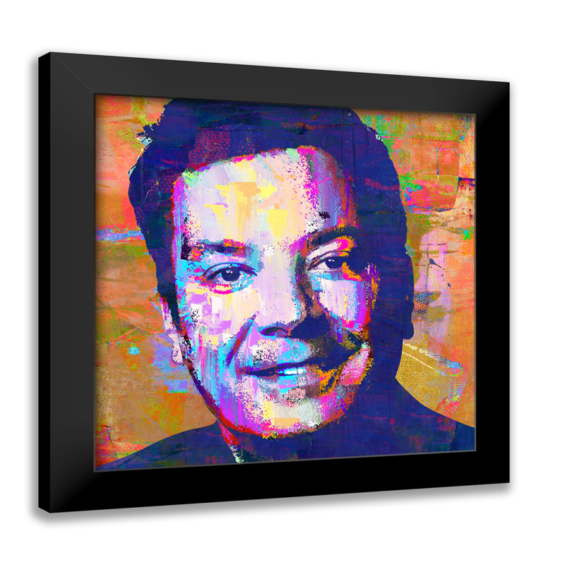 Jimmy Fallon, art giclée sur papier avec cadre noir carré, H 26 po x l 26 po x P 2 po